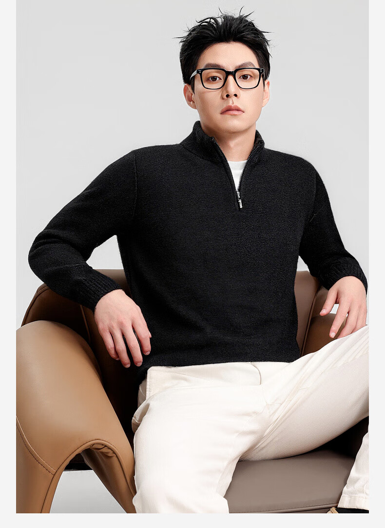 SHANSHANSHANSHAN Men's Wool Sweater Autumn Winter 100% Pure Wool Thickened Warm Base Shirt Red Sweater for Dad's Birth Year 23