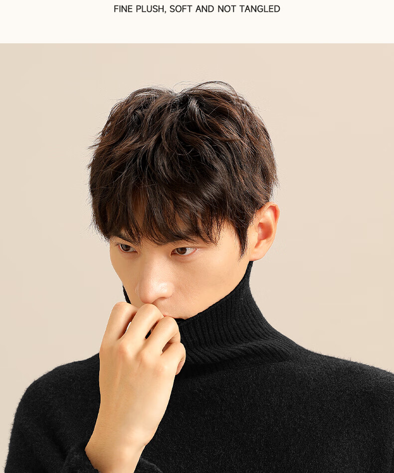 MINISO Men's Winter Turtleneck Sweater Soft Skin-Friendly Cashmere Blend Knitwear Off-White XL 14