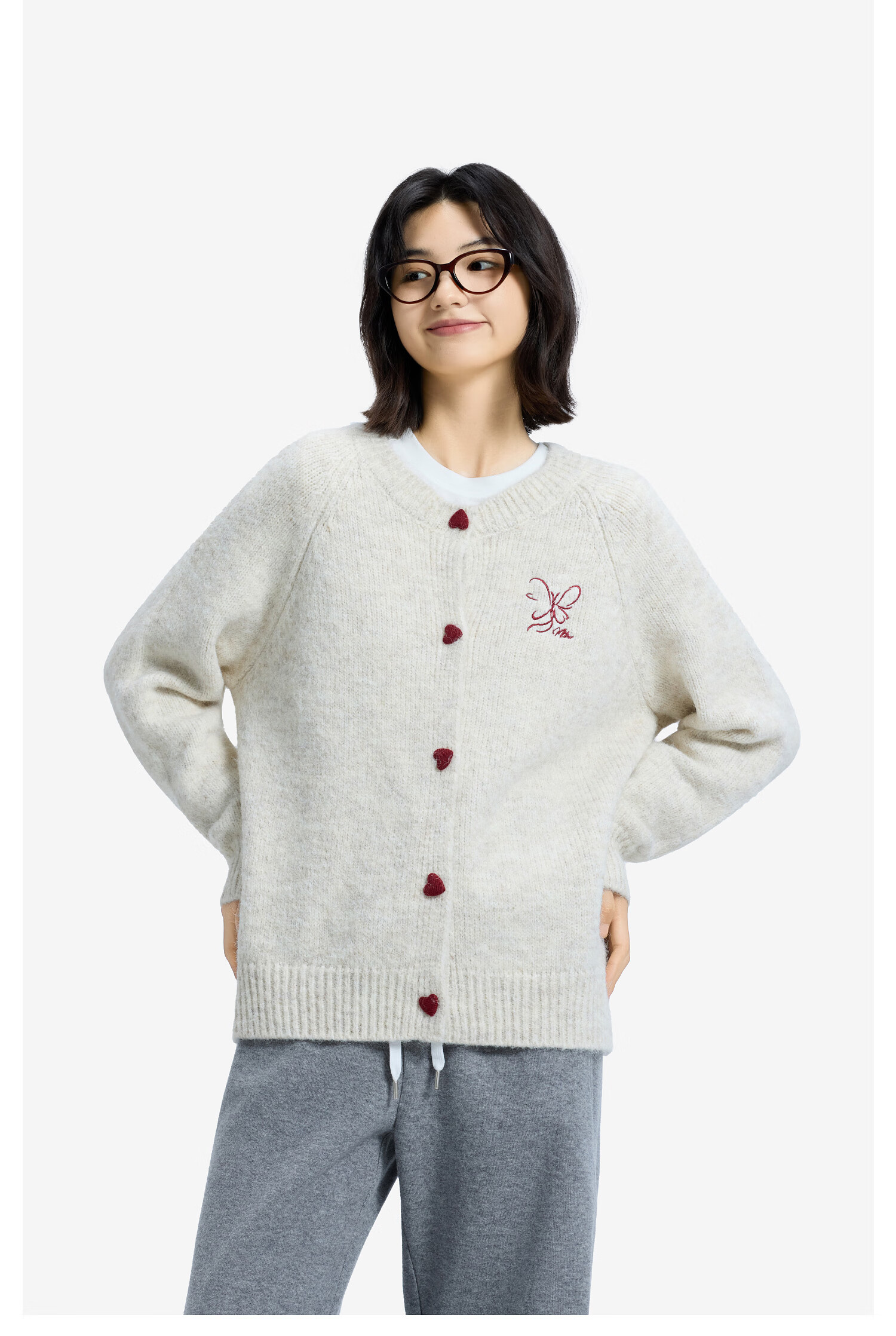 Meters Bonwe Women's Sweater 2025 Winter New Casual Color-Block Button Cardigan Soft Comfortable Top 7