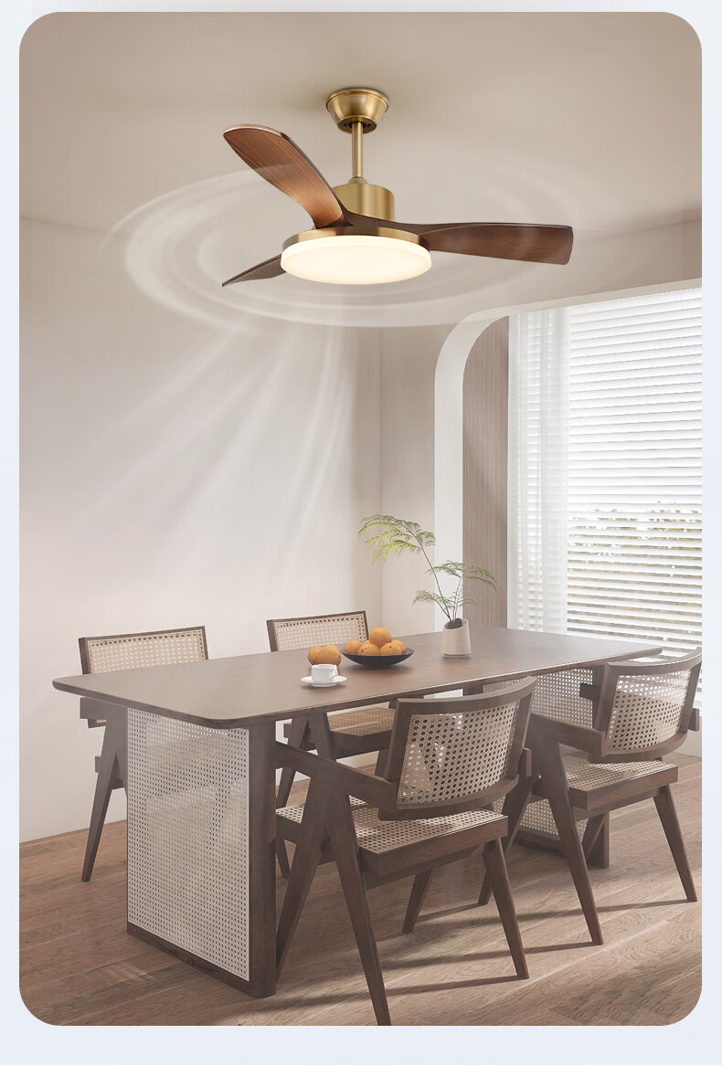Dell Bedroom Light Leafless Fan Ceiling Light Walnut Vintage Invisible Fan Eye Protection Room Lamp 18