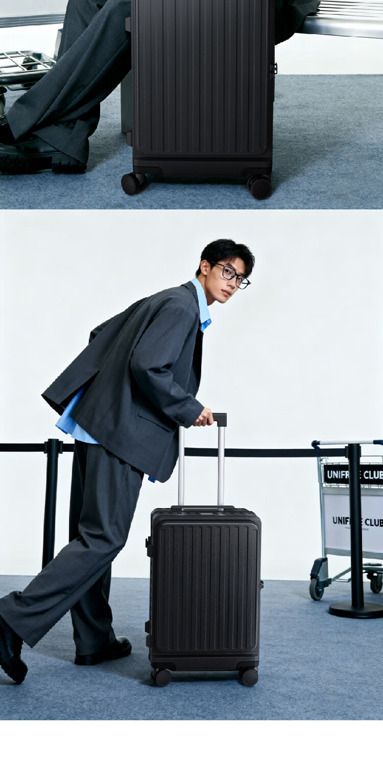 HLA Obsidian Black 26-inch Large Capacity Multifunctional Side-Opening Trolley Suitcase Business Travel Checked Luggage 2