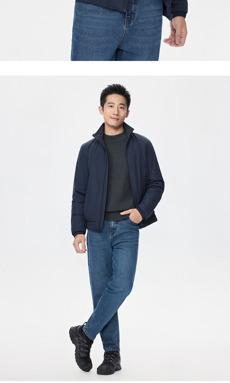 Giordano Men's Cotton Padded Jacket Autumn Winter New Windproof Solid Color Stand Collar Long Sleeve Cotton Coat Jacket 01075683 17