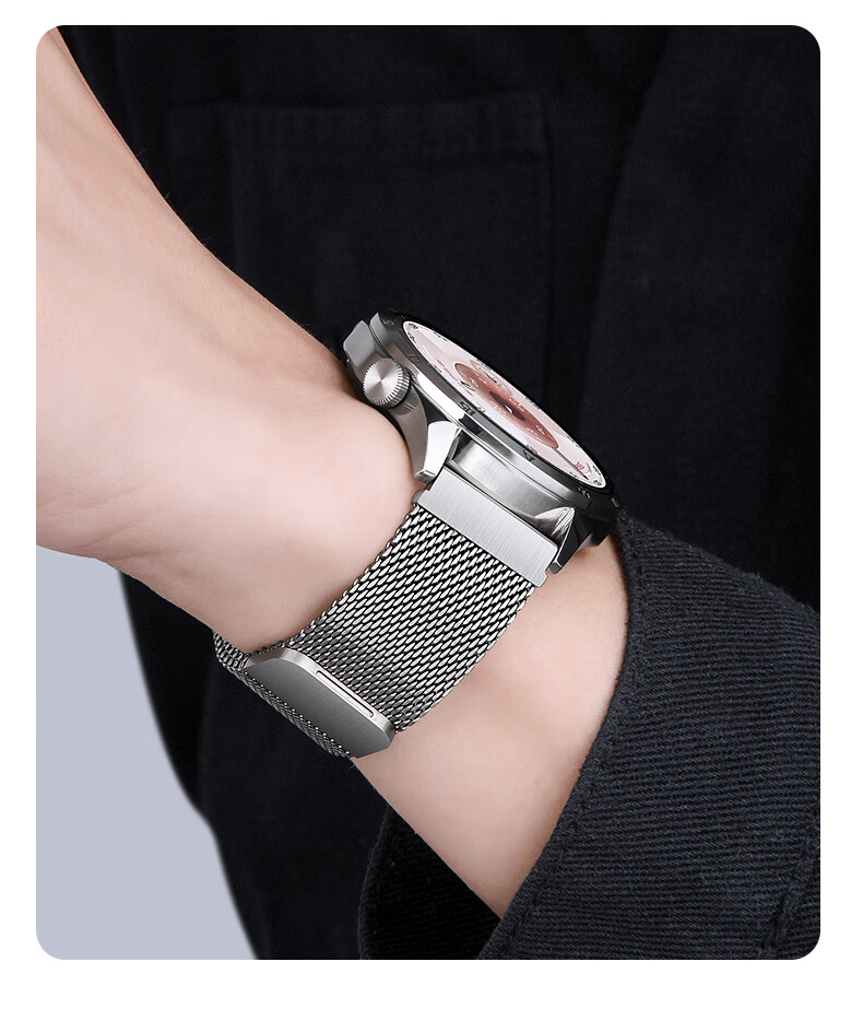 Competitor Milanese Stainless Steel Magnetic Strap for Huawei GT6/GT6 Pro/GT5/GT4/GT3 Pro Watch, Breathable Metal Band for Men, 46mm Business Wristband 7