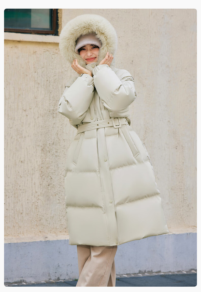 Xuezhongfei 2025 New Women's Mid-Length Cold-Resistant Down Jacket Windproof Warm Slim Hooded Coat with Large Fur Collar 8