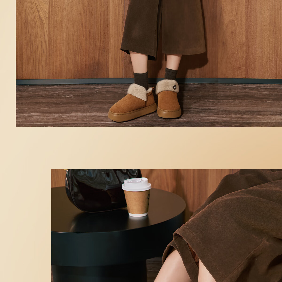 Runrou Women's Fully Covered Cotton Slippers Autumn Winter 2025 New Plush Warm Furry Cotton Shoes Snow Boots Winter 8