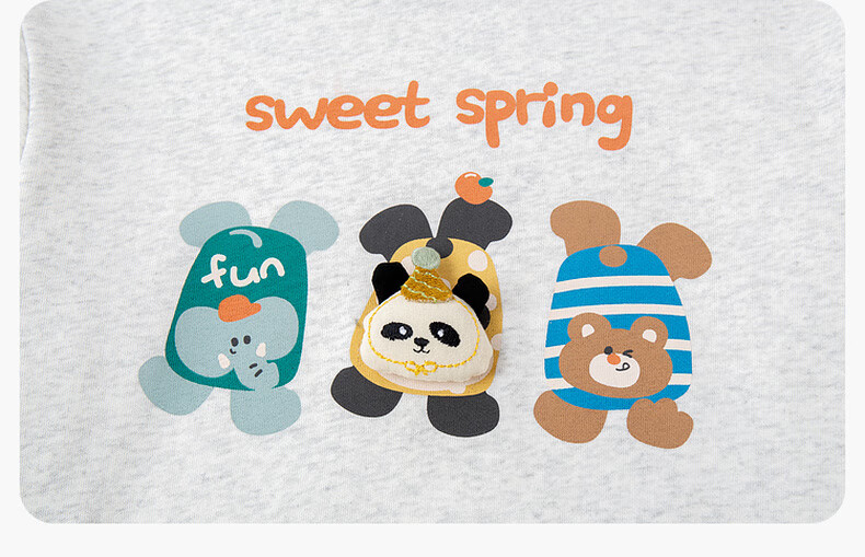 Dudu Baby Cartoon Hoodie Spring Children's Top New Boys Girls Fashionable Spring Trendy Cloud Mist Gray 130 12