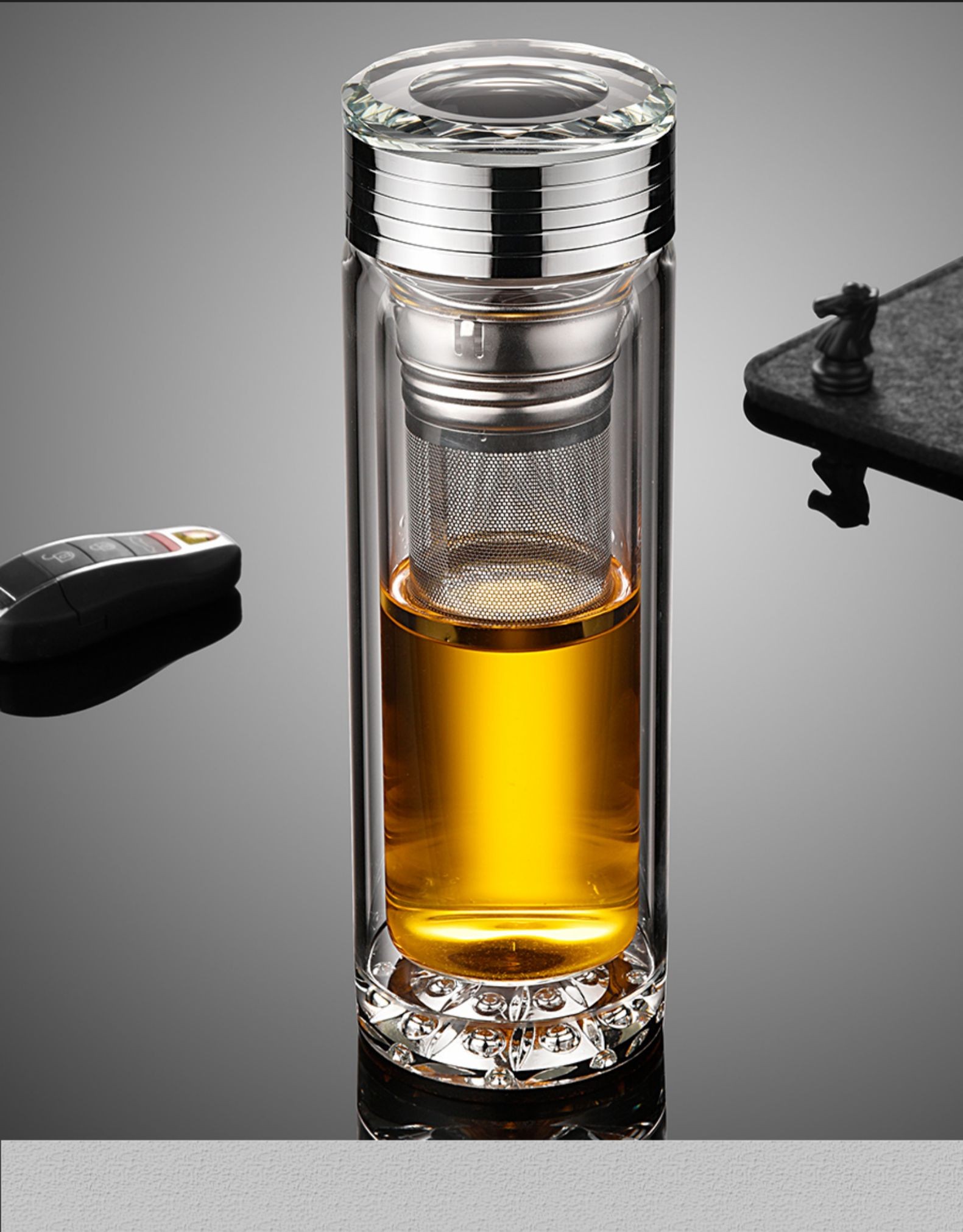 双层玻璃杯男士隔热透明泡茶杯便携高档水晶杯子女定制刻字印logo 320