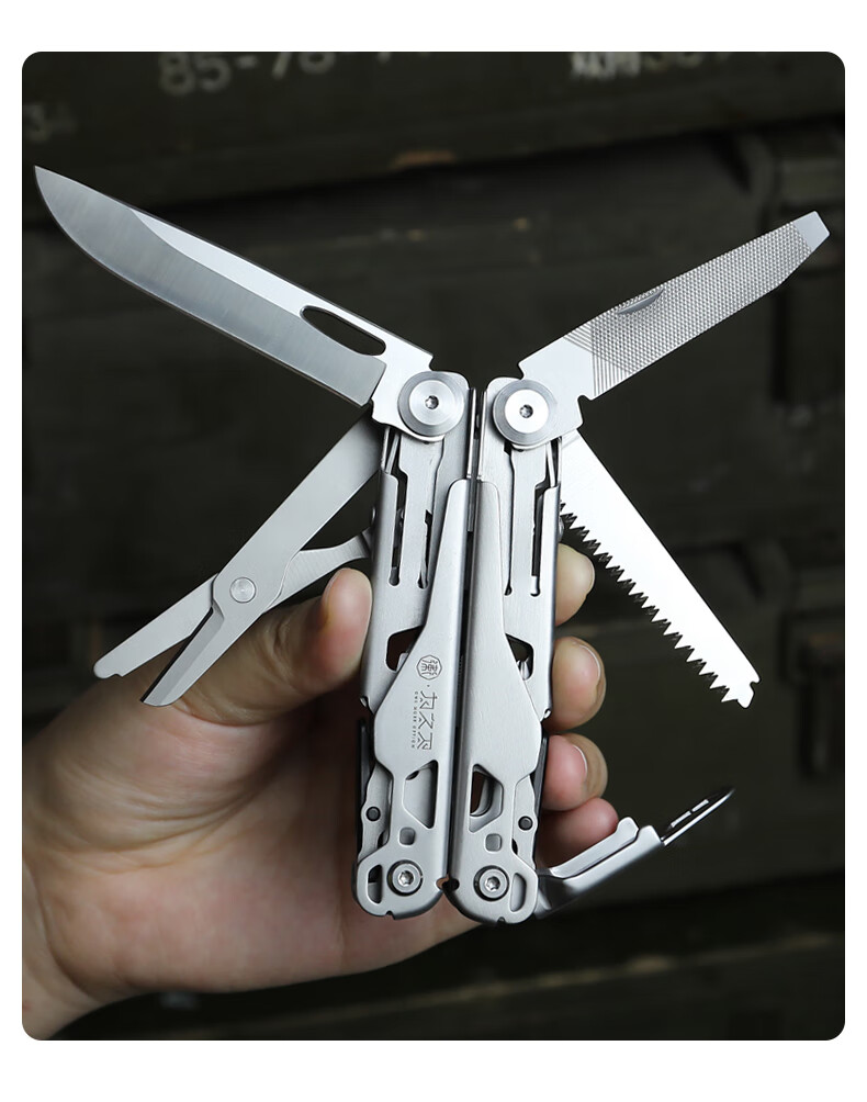 WeiZhiWei KaiTuo Silver Outdoor Home Multifunctional Folding Knife Emergency Rescue Pliers Portable Swiss Army Knife 21