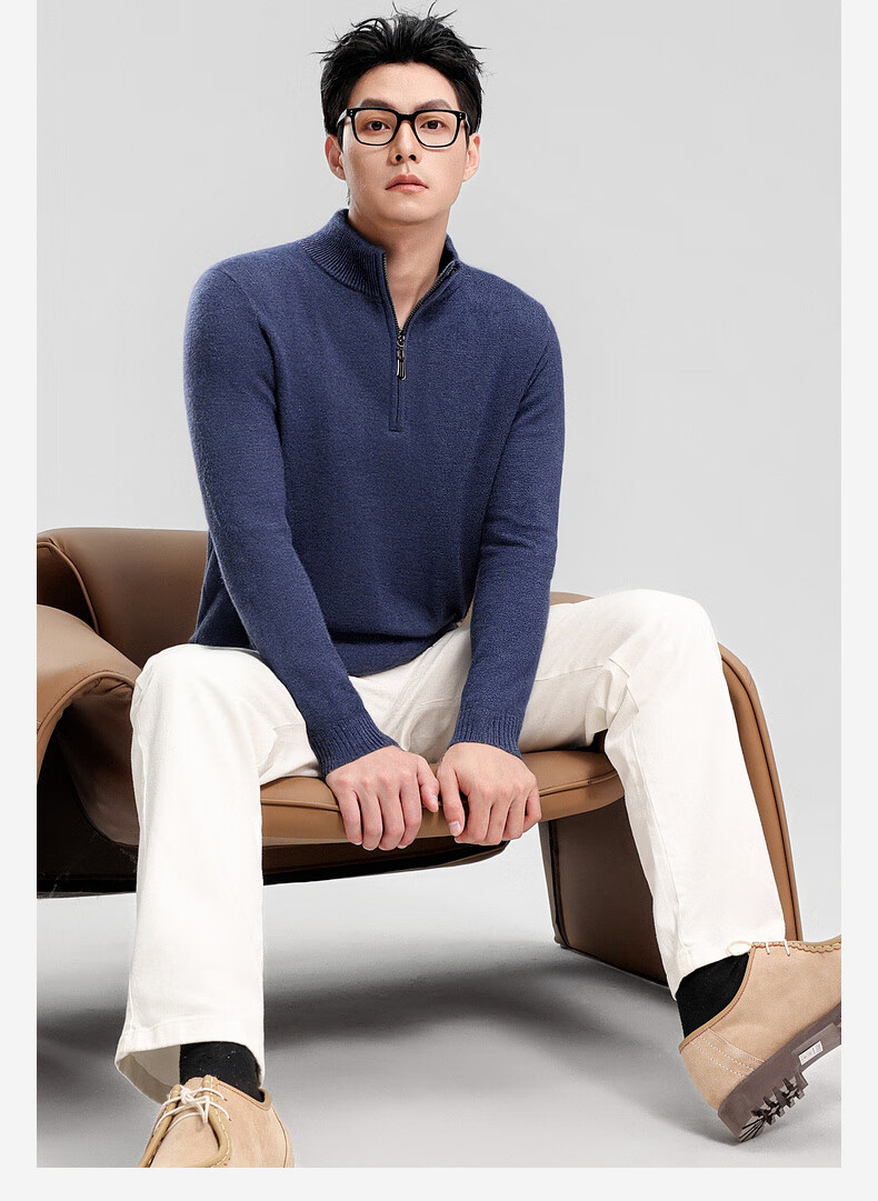 SHANSHANSHANSHAN Men's Wool Sweater Autumn Winter 100% Pure Wool Thickened Warm Base Shirt Red Sweater for Dad's Birth Year 8