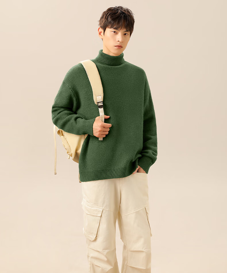 MINISO Men's Winter Turtleneck Sweater Soft Skin-Friendly Cashmere Blend Knitwear Off-White XL 6