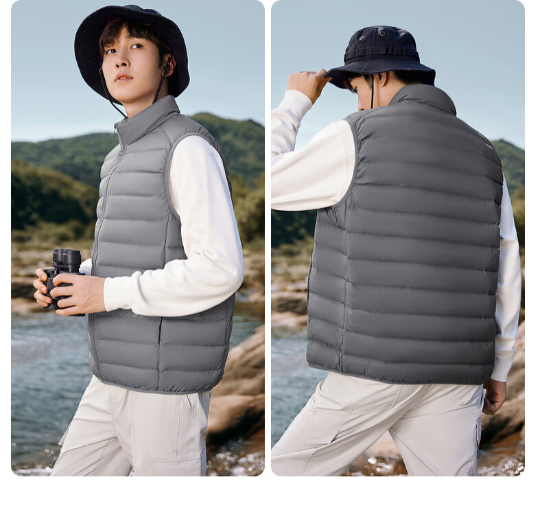 YAYA Rib Bone Down Jacket Men Stand Collar Solid Color Winter Warm Lightweight Down Vest Coat Unisex Couple Sleeveless Jacket 4