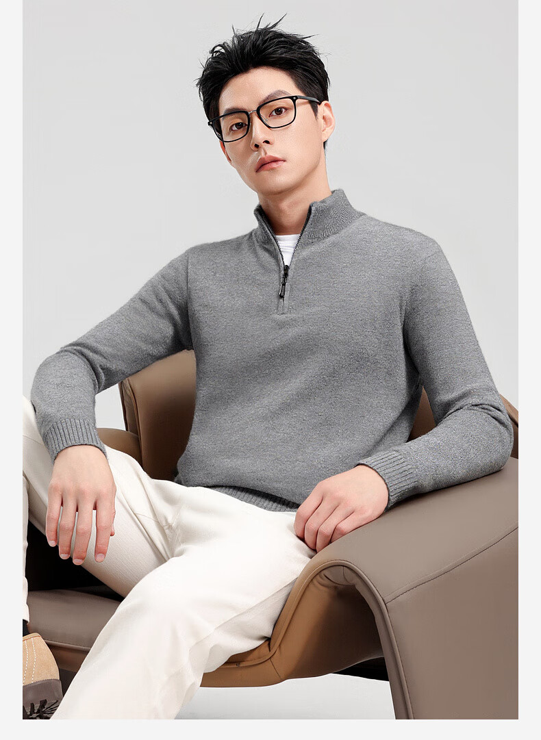 SHANSHANSHANSHAN Men's Wool Sweater Autumn Winter 100% Pure Wool Thickened Warm Base Shirt Red Sweater for Dad's Birth Year 17