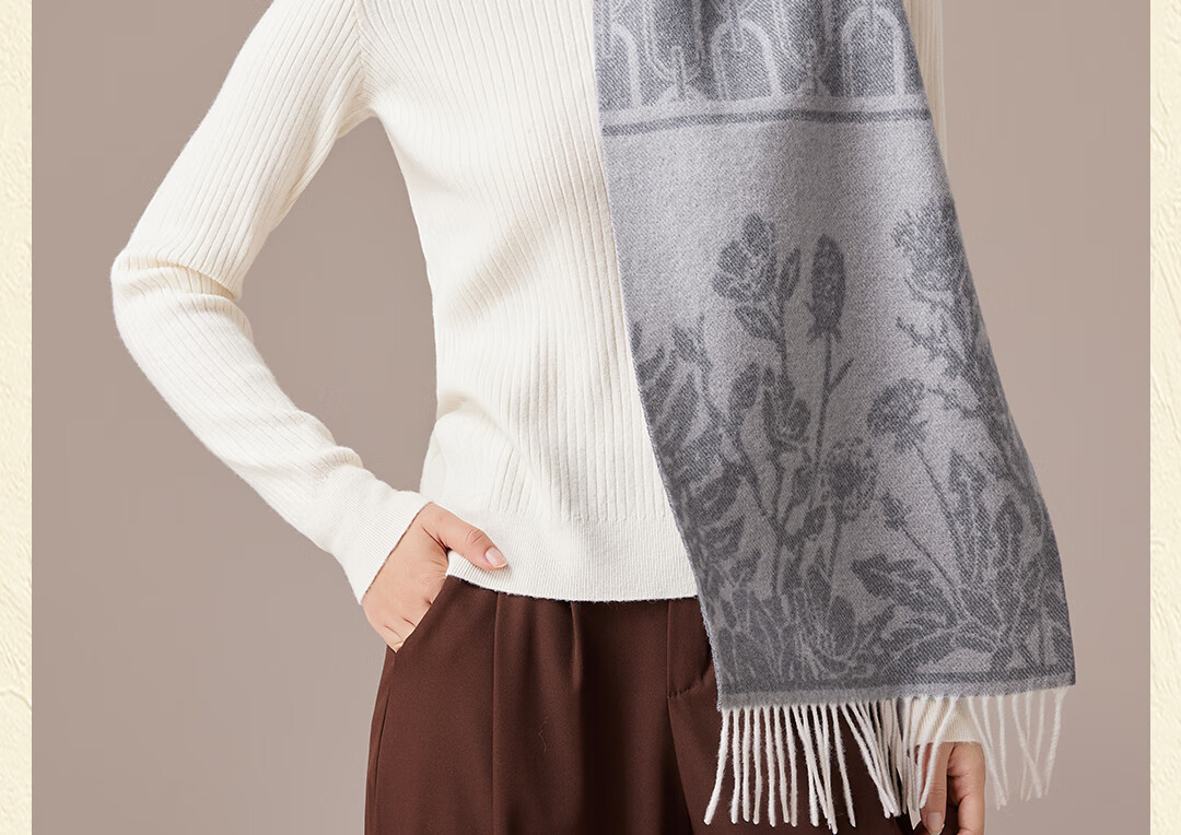 Shanghai Story Pure Wool Scarf for Women Autumn Winter High-End Shawl Plaid Gift Box for Girlfriend Mother New Year Birthday Gift 9