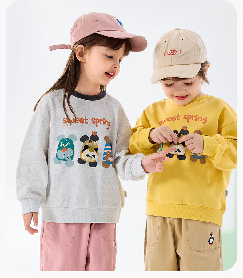 Dudu Baby Cartoon Hoodie Spring Children's Top New Boys Girls Fashionable Spring Trendy Cloud Mist Gray 130 5