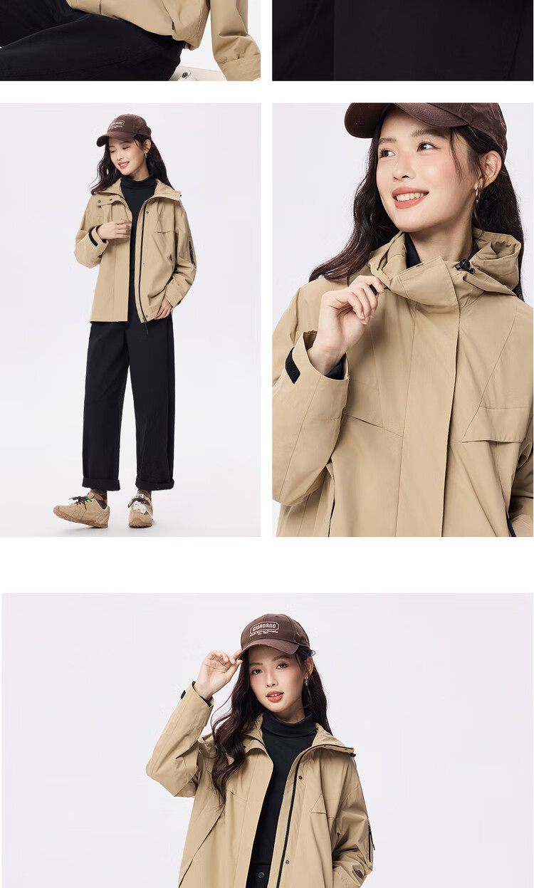 Giordano Women's Windproof Jacket New Outdoor Waterproof Multi-Pocket Loose Hooded Windbreaker 05375692 15