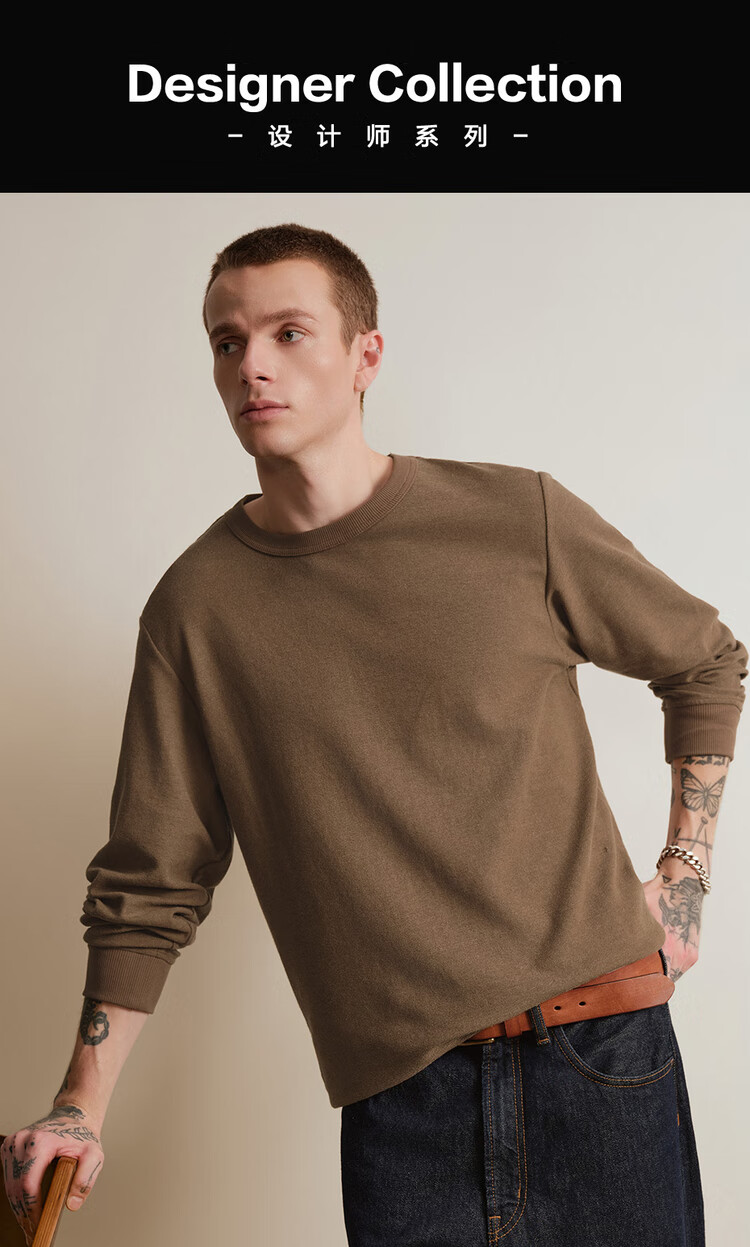 Giordano Designer Men's Sweatshirt Autumn Winter New Textured Loose Fit Crewneck Pullover 18025810 3