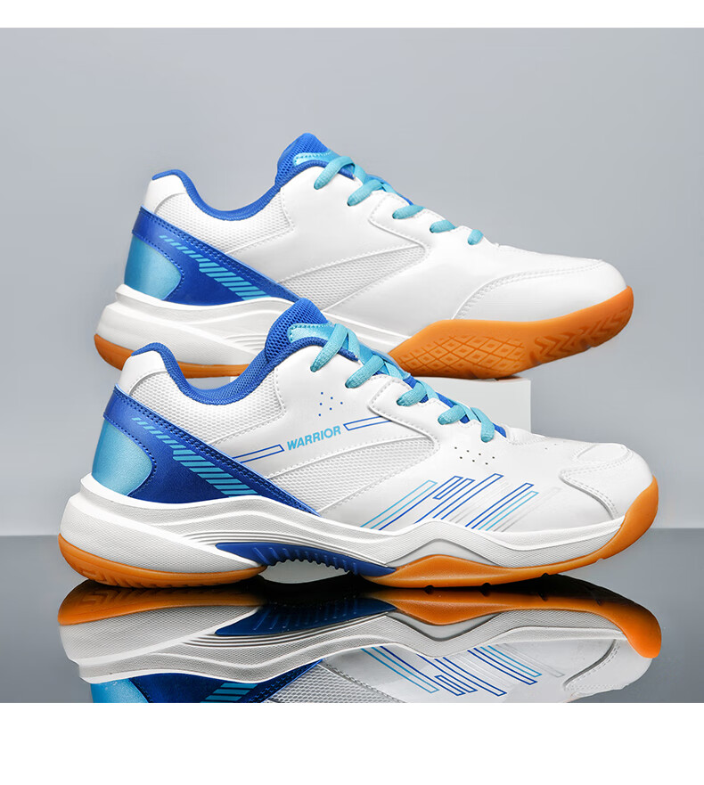 Warrior Badminton Shoes Table Tennis Shoes Tennis Shoes Training Shoes Couple Parent-Child Unisex 1109 White Blue Size 40 28