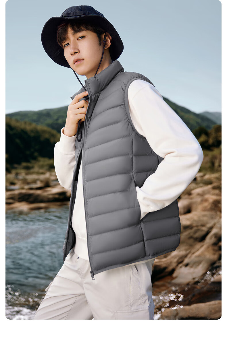 YAYA Rib Bone Down Jacket Men Stand Collar Solid Color Winter Warm Lightweight Down Vest Coat Unisex Couple Sleeveless Jacket 6