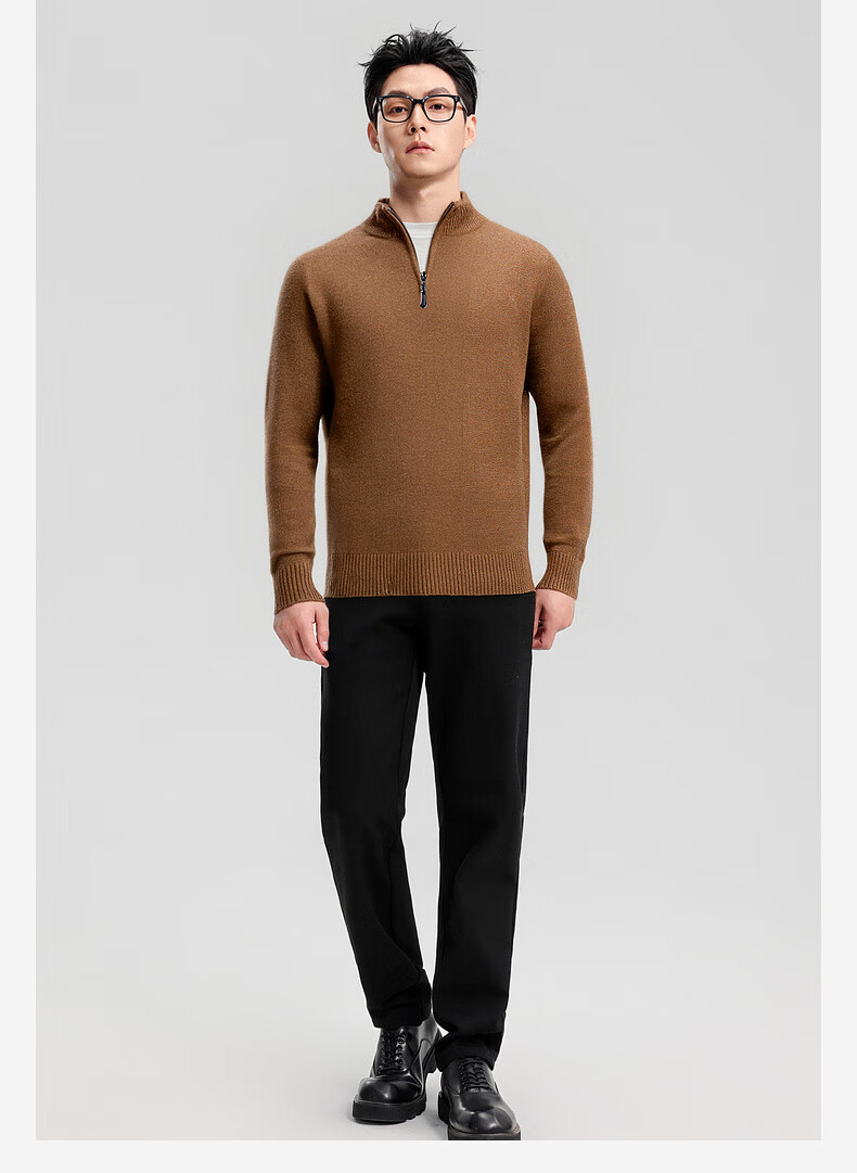 SHANSHANSHANSHAN Men's Wool Sweater Autumn Winter 100% Pure Wool Thickened Warm Base Shirt Red Sweater for Dad's Birth Year 14