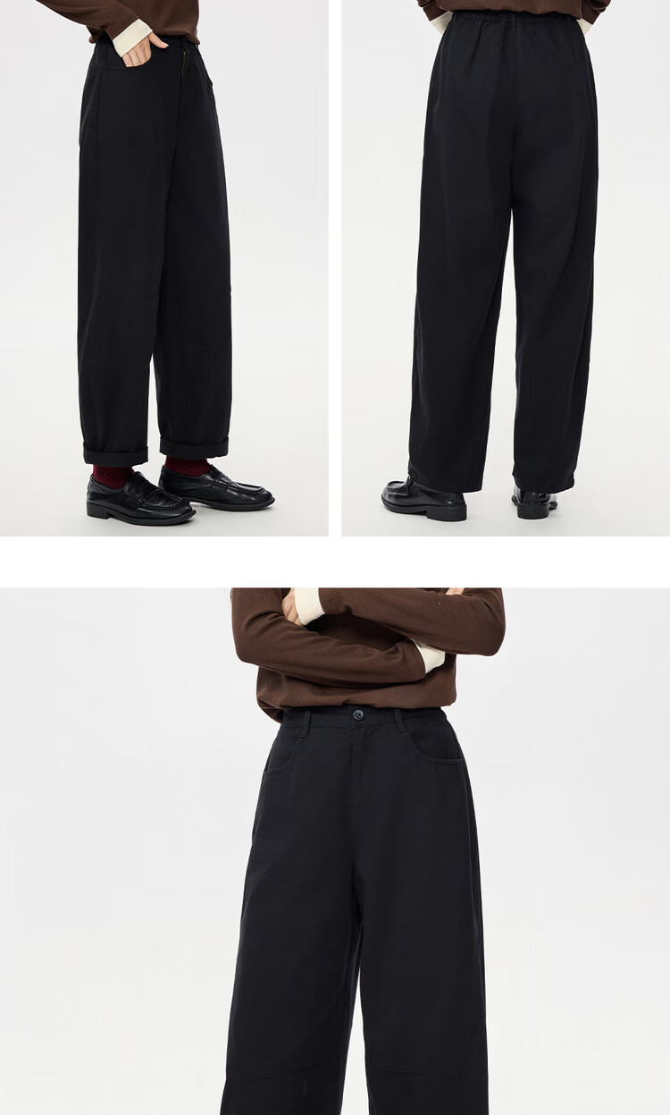 Giordano Women's Autumn New Pure Cotton Loose Pants Semi-Elastic Waist Tapered Casual Pants 13415176 8