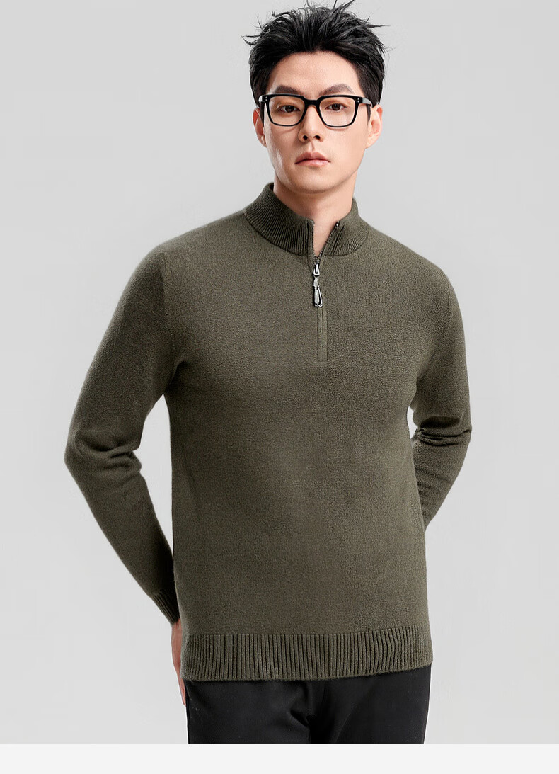 SHANSHANSHANSHAN Men's Wool Sweater Autumn Winter 100% Pure Wool Thickened Warm Base Shirt Red Sweater for Dad's Birth Year 19
