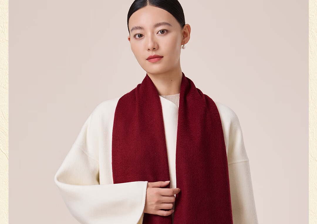 Shanghai Story 100% Wool Scarf Cherry Blossom Embroidery Women's Red Scarf Gift Box for Elders Mom Birthday Mother's Day Gift 11