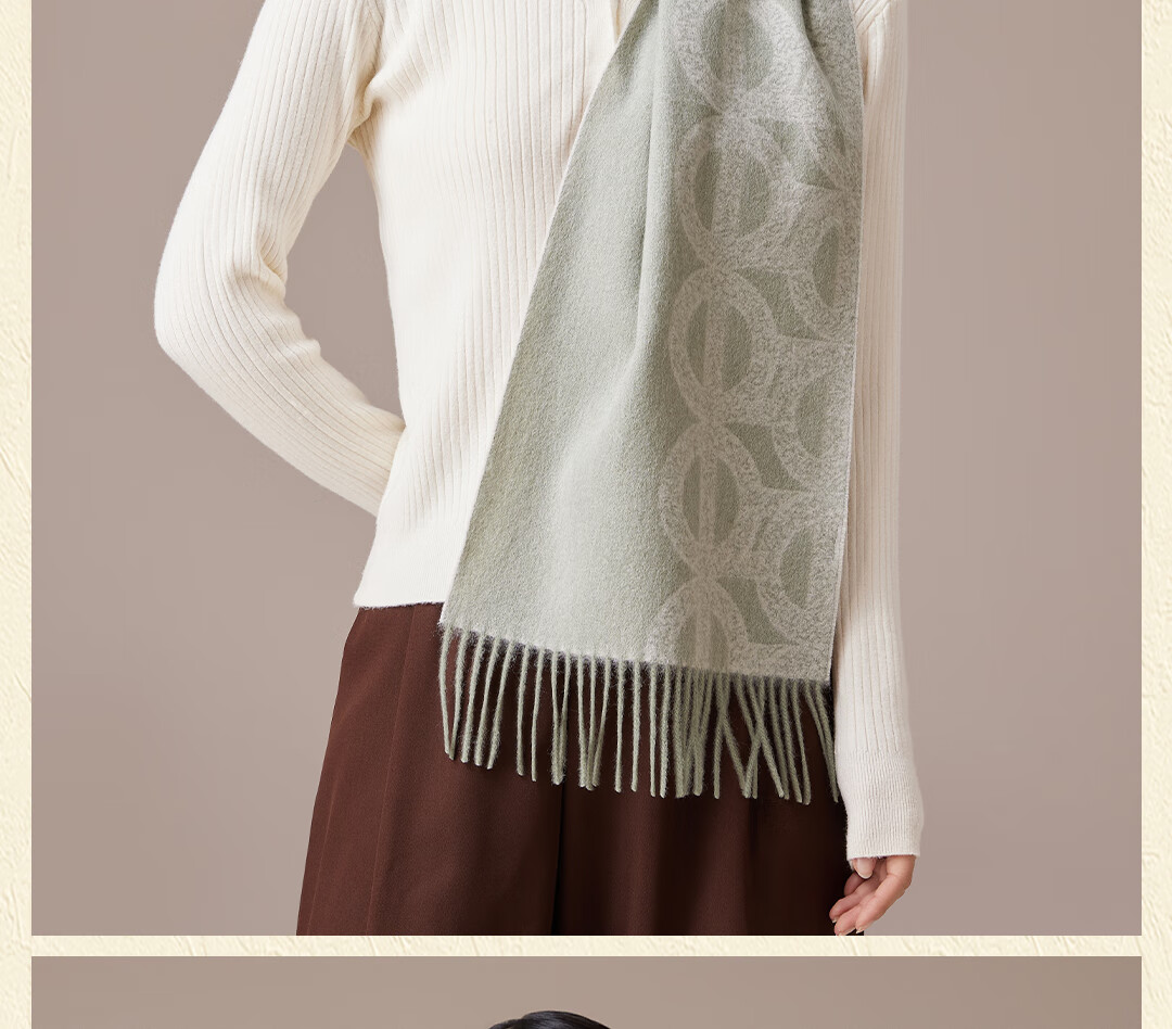 Shanghai Story 100% Wool Jacquard Shawl Scarf Autumn Winter Fashion Warm Dual-Use Neck Warmer Birthday Gift for Girlfriend 18