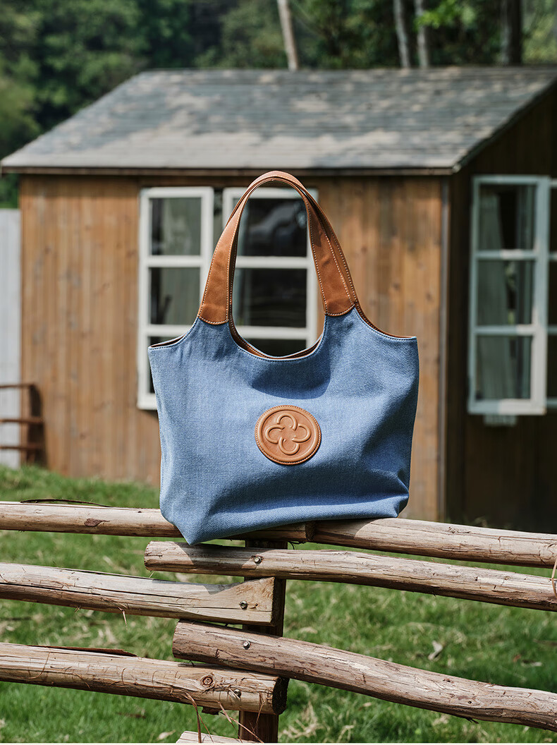 CASSILE Women's Denim Tote Bag, Large Capacity Commuter Handbag, Light Luxury Tote Bag, 520 Gift 2