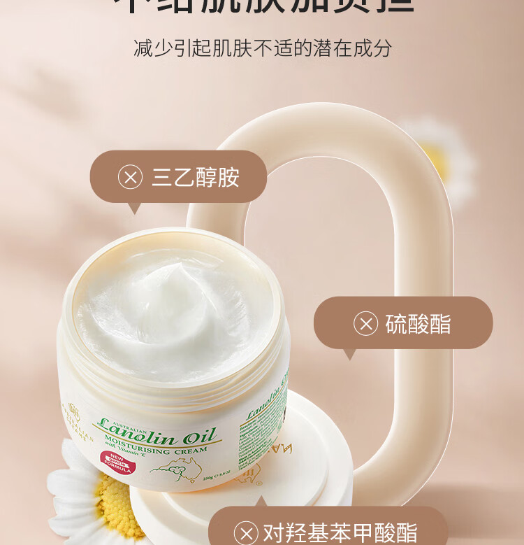 澳芝曼gm绵羊油澳洲进口 绵羊脂滋润维E霜面霜润肤霜 补水保湿清爽秋冬 【2代】绵羊油250g*2 家庭组合装