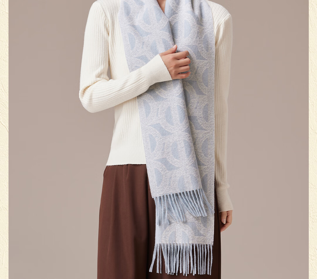 Shanghai Story 100% Wool Jacquard Shawl Scarf Autumn Winter Fashion Warm Dual-Use Neck Warmer Birthday Gift for Girlfriend 9