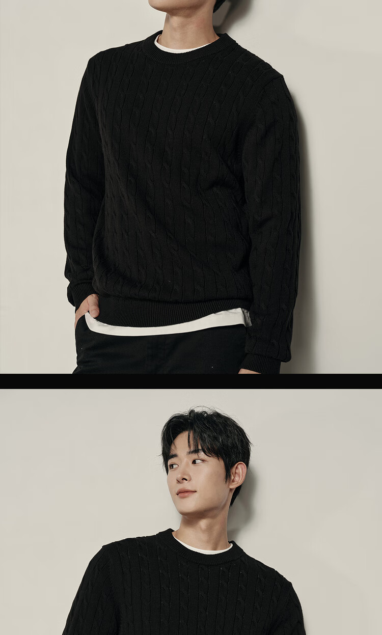 Giordano Men's Cable Knit Sweater New College Style Crew Neck 01055731 Korean Celebrity Edition 19