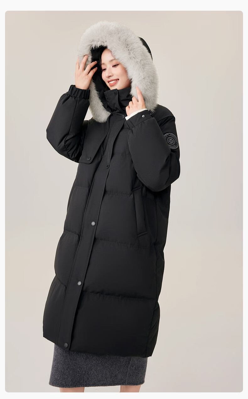 Xuezhongfei 2025 New Women's Mid-Length Cold-Resistant Down Jacket Windproof Warm Slim Hooded Coat with Large Fur Collar 15