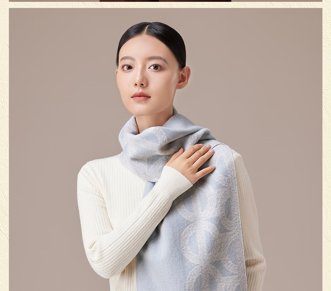 Shanghai Story 100% Wool Jacquard Shawl Scarf Autumn Winter Fashion Warm Dual-Use Neck Warmer Birthday Gift for Girlfriend 7