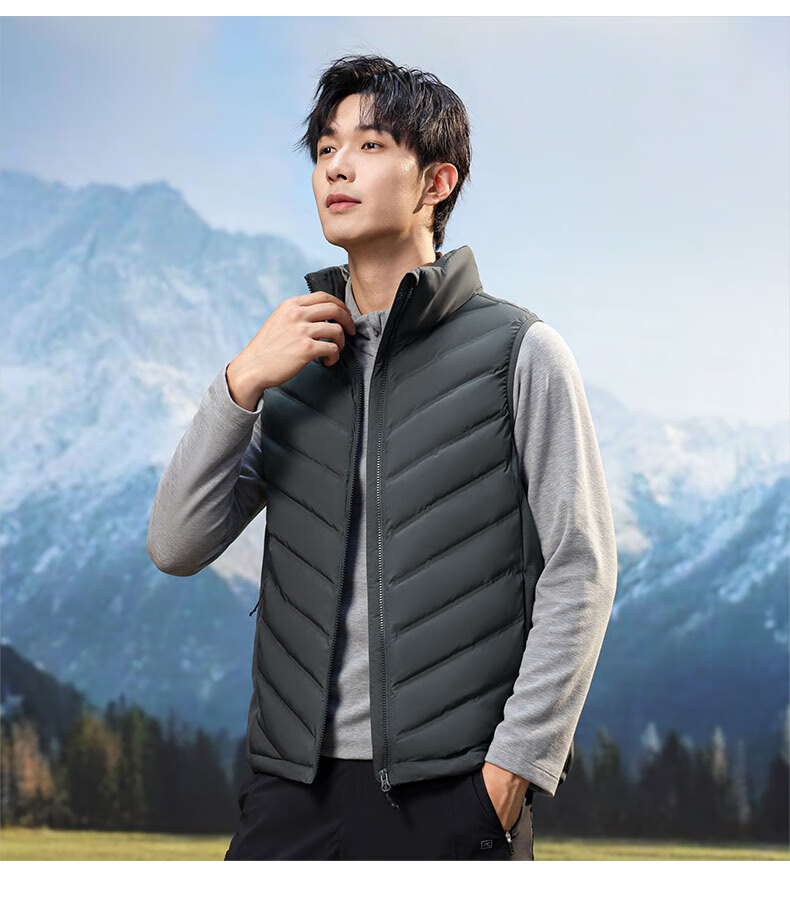 YAYA Rib Bone Down Jacket Men Stand Collar Solid Color Winter Warm Lightweight Down Vest Coat Unisex Couple Sleeveless Jacket 12