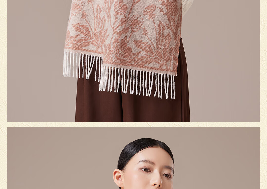 Shanghai Story Pure Wool Scarf for Women Autumn Winter High-End Shawl Plaid Gift Box for Girlfriend Mother New Year Birthday Gift 5