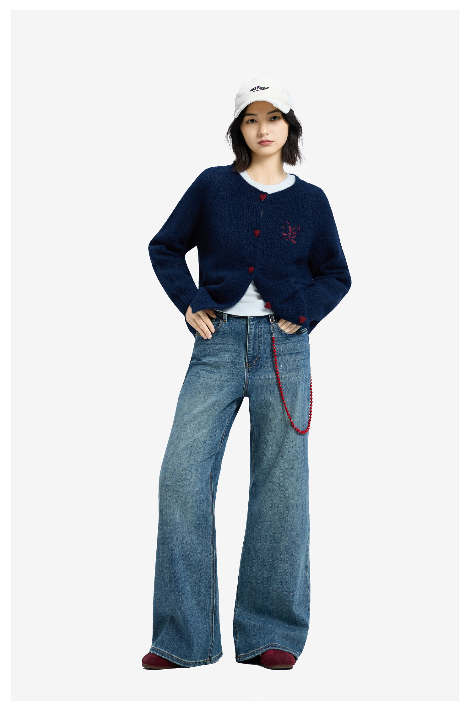 Meters Bonwe Women's Sweater 2025 Winter New Casual Color-Block Button Cardigan Soft Comfortable Top 9