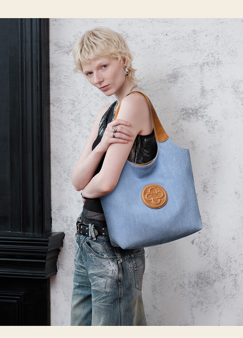 CASSILE Women's Denim Tote Bag, Large Capacity Commuter Handbag, Light Luxury Tote Bag, 520 Gift 13