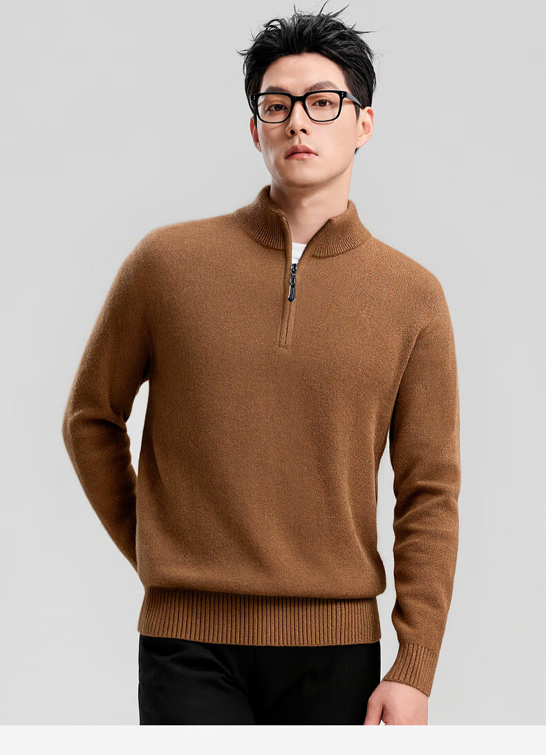 SHANSHANSHANSHAN Men's Wool Sweater Autumn Winter 100% Pure Wool Thickened Warm Base Shirt Red Sweater for Dad's Birth Year 13