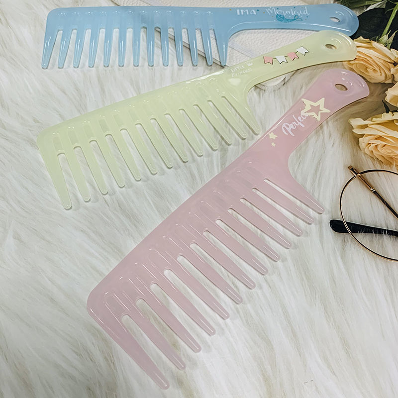 卷发专用大齿梳果冻卡通梳软胶折不断防静电加厚加宽齿梳发梳果冻大齿