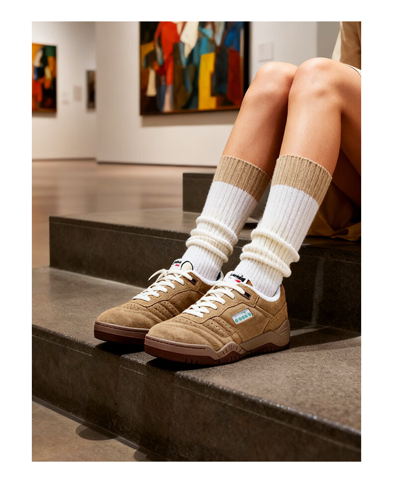Diadora Unisex Suede Sports Casual Shoes Action Trainer Brown/White/Green N1250 Size 40 7