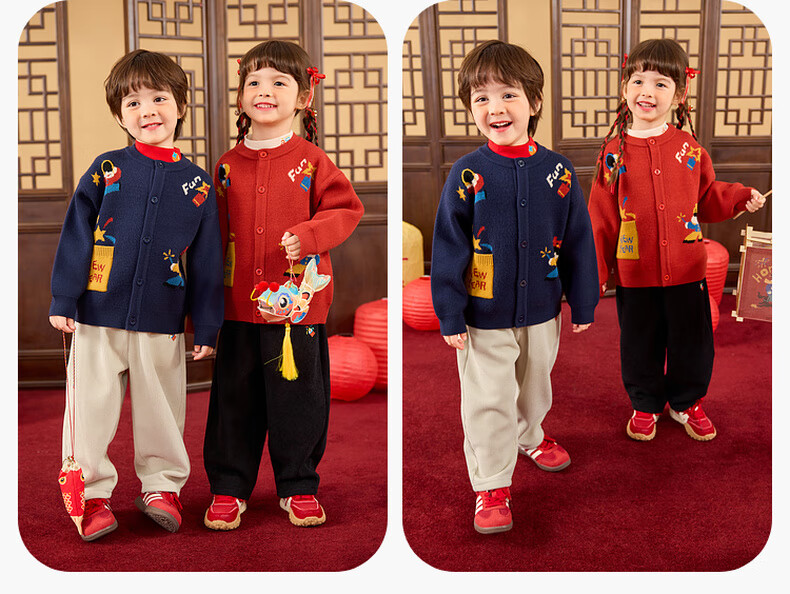 Dudu Baby New Year Children's Winter Pants Boys Girls Casual Pants Black 90 4