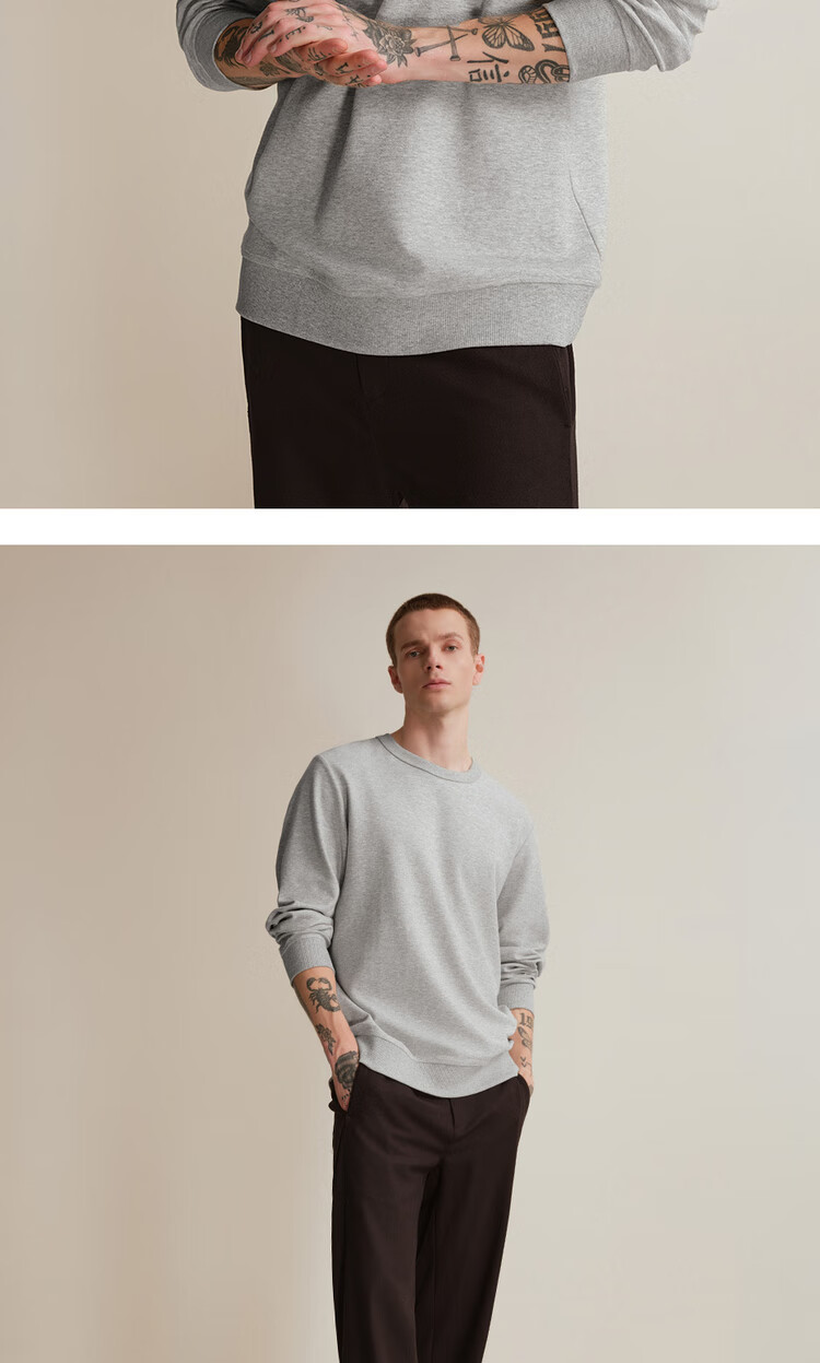 Giordano Designer Men's Sweatshirt Autumn Winter New Textured Loose Fit Crewneck Pullover 18025810 17