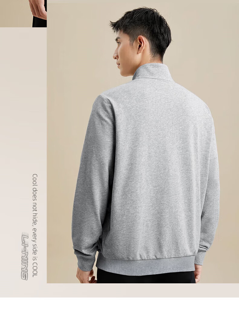 Li-Ning Men's Spring Autumn Jacket Sweatshirt Sports Zip-up Loose Knit Top Casual Fitness Wear 7