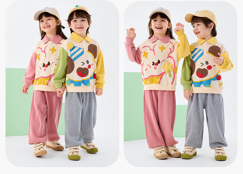 Dudu Kids Cartoon Spring Outfit Boys Sweatshirt and Pants Girls Two-Piece Set Top and Long Pants Green Size 80 6
