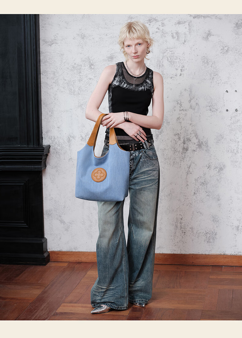 CASSILE Women's Denim Tote Bag, Large Capacity Commuter Handbag, Light Luxury Tote Bag, 520 Gift 14