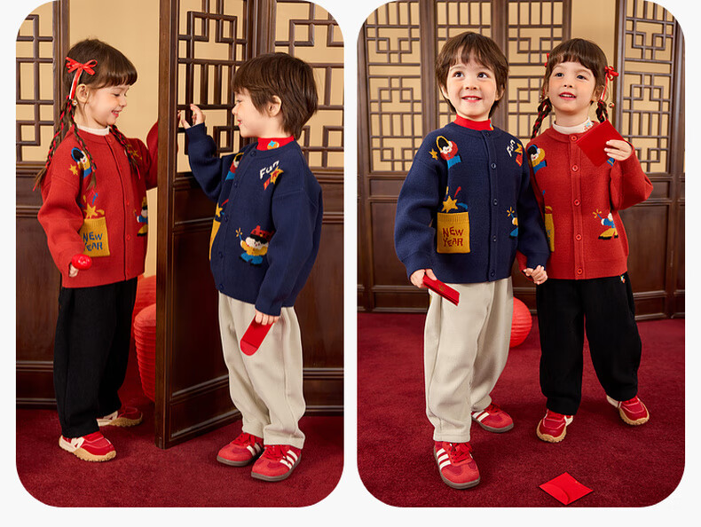 Dudu Baby New Year Children's Winter Pants Boys Girls Casual Pants Black 90 6