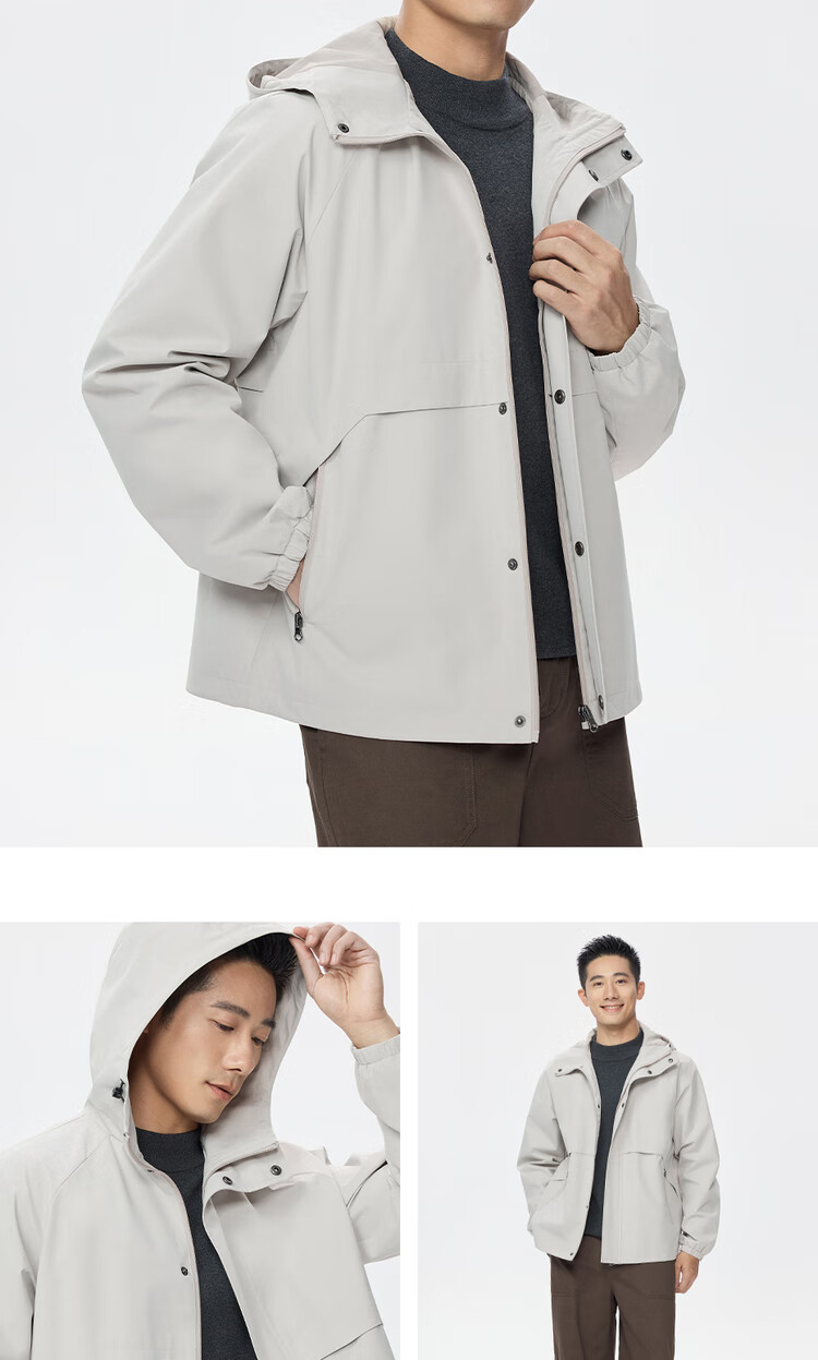 Giordano Men's Windproof Jacket Autumn Winter New Outdoor Water-Repellent Loose Raglan Hooded Coat 01075080 14