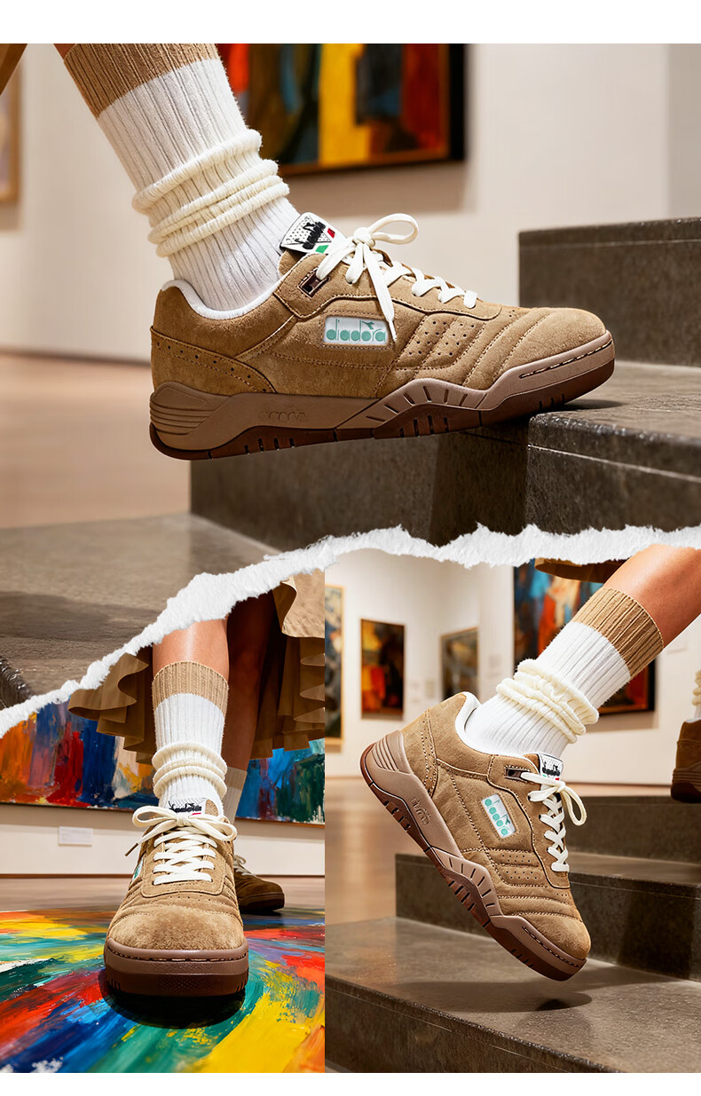 Diadora Unisex Suede Sports Casual Shoes Action Trainer Brown/White/Green N1250 Size 40 8