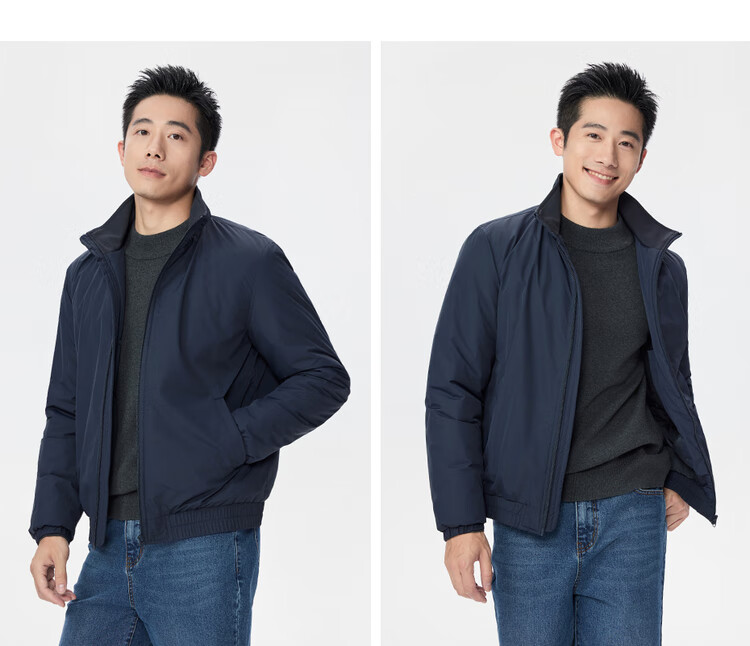 Giordano Men's Cotton Padded Jacket Autumn Winter New Windproof Solid Color Stand Collar Long Sleeve Cotton Coat Jacket 01075683 18