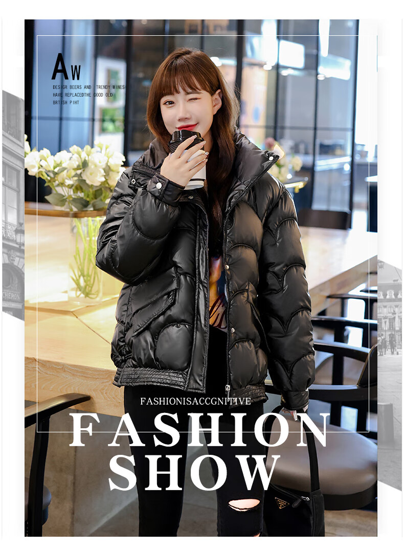 雅鹿旗舰官方店棉服女亮面免洗短款小棉袄20冬季棉衣宽松加厚外套时尚